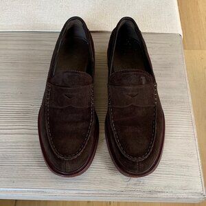 Tod's Suede Leather Moc Toe Penny Loafers - men's 6 brown casual dress shoes